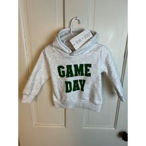 Olive + Scout Toddler Game Day Hoodie Gray Green Fleece Sweatshirt 18-24M NWT